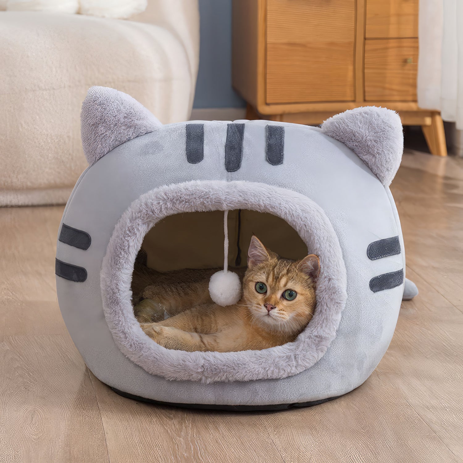 FelineNest - Plush Semi-Enclosed Cat Cocoon